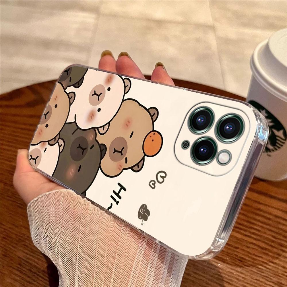 Капибара Милый Прозрачный Чехол Для Apple iPhone 17 16 15 14 13 12 11 Pro Max 16 Plus 16E 17Air 17Pro Чехол Для Телефона Силиконовый Funda