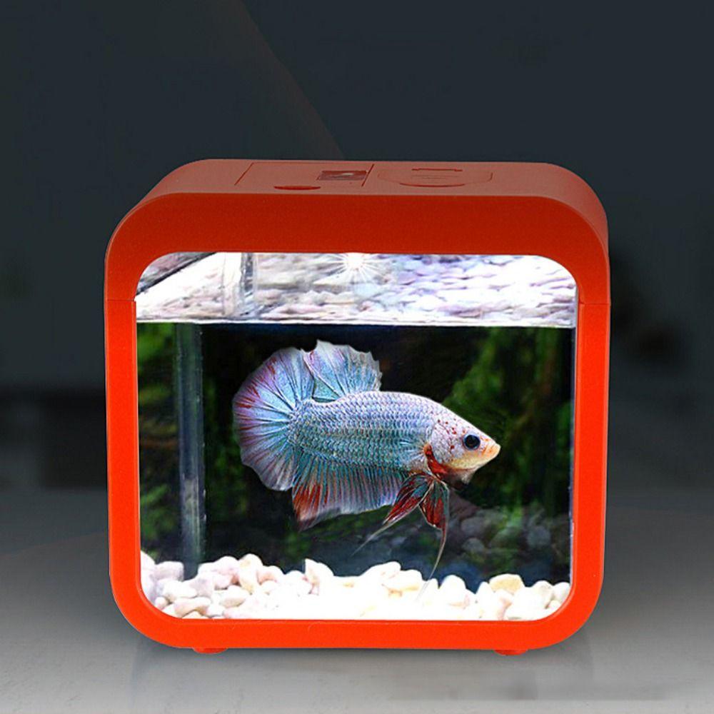 Transparent Fighting Fish LED Fish Tank Plastic Building Block Fish Tank Office