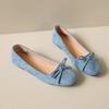 Plus Size 43 Women Loafers Suede Leather Round Toe Sweet Bowtie Slip-on Ballet Flats Elegant Ladies Slim Ballerinas Flat Shoes