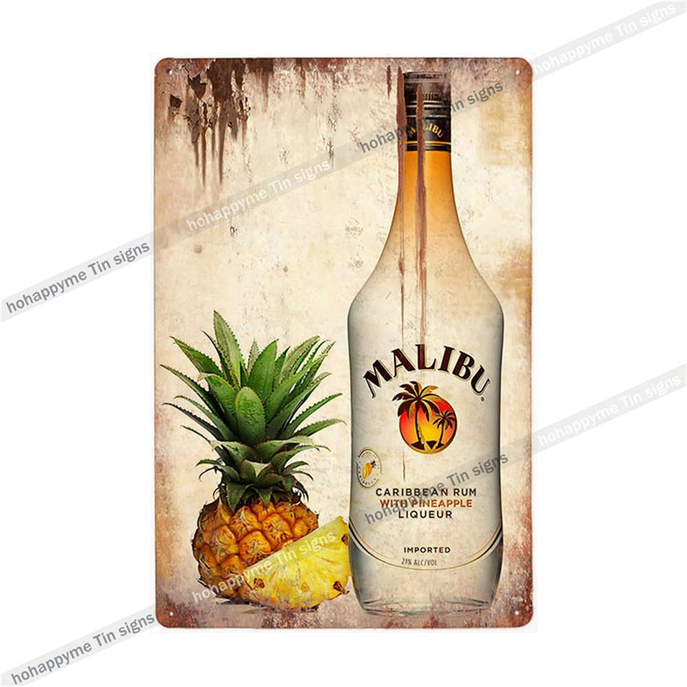 Малибу Жестяная Табличка Ром Металлическая Картина Табличка Для Бара Паба Клуба Кафе Наклейка На Стену Украшение Семейный Постер Тарелки 20x30см