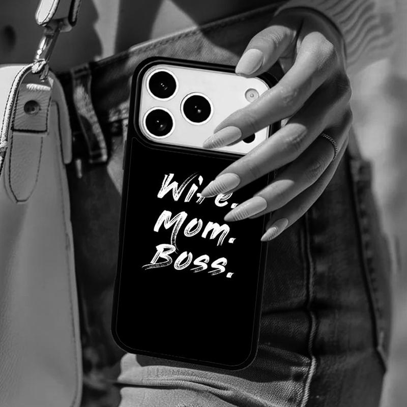 Чехол для телефона Wife Mom Boss funny для iPhone 17 Air 14 15 13 12 Max Чехол для Apple 16e 11 Pro Max Plus Coque