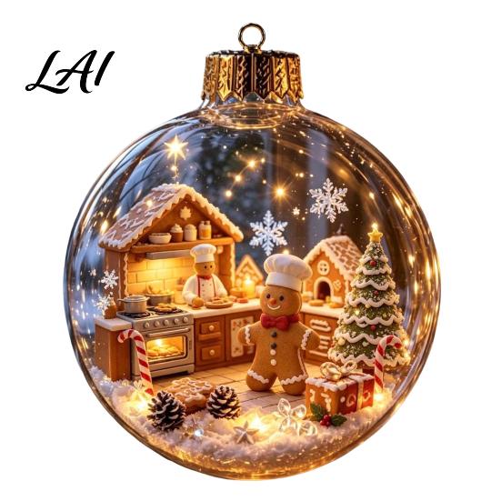 Seasonal Decorative Gifts Light Up Christmas Scene Ball Ornament with Warm LED Glowing Holiday Story
