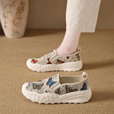 Модные женские тканевые лоферы CRLAYDK с принтом, мокасины для вождения, повседневные слипоны, удобные женские легкие балетки для ходьбы, рабочая обувь