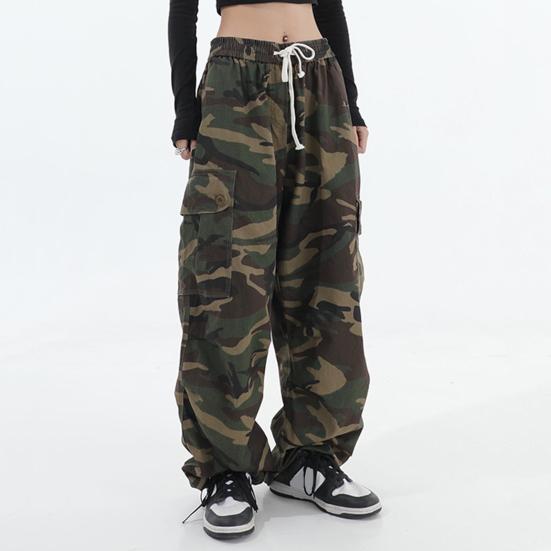 Женские брюки-карго с эластичной талией, регулируемые на шнурке, свободные повседневные брюки с большими карманами, брюки для отдыха