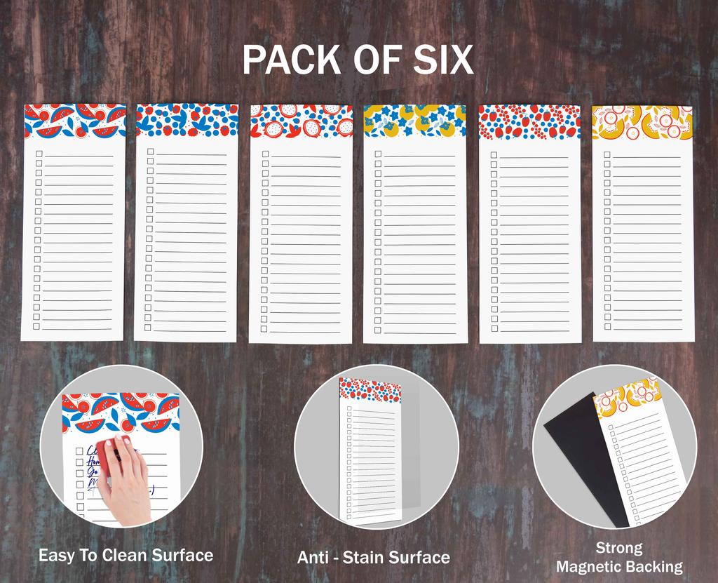 Inkdotpot Упаковка из 6 забавных магнитных списков для сухого стирания на холодильнике, протирание без пятен, быстрые заметки, доска для покупок и список продуктов на холодильник