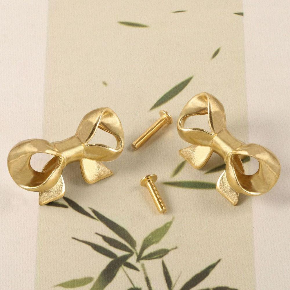 Retro Bow Tie Brass Handle Luxury Wardrobe Drawer Pulls Creative Cabinet Door Knobs  Cupboard