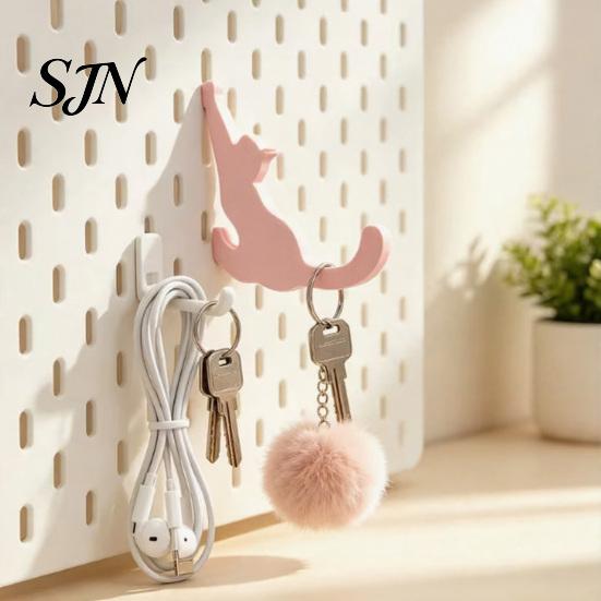 Cat Shaped Wall Hangers 4PCS for Pegboard, Organizer Decorative Storage Perforated Board Accessories Hooks, Stable PLA Structure Holders Home