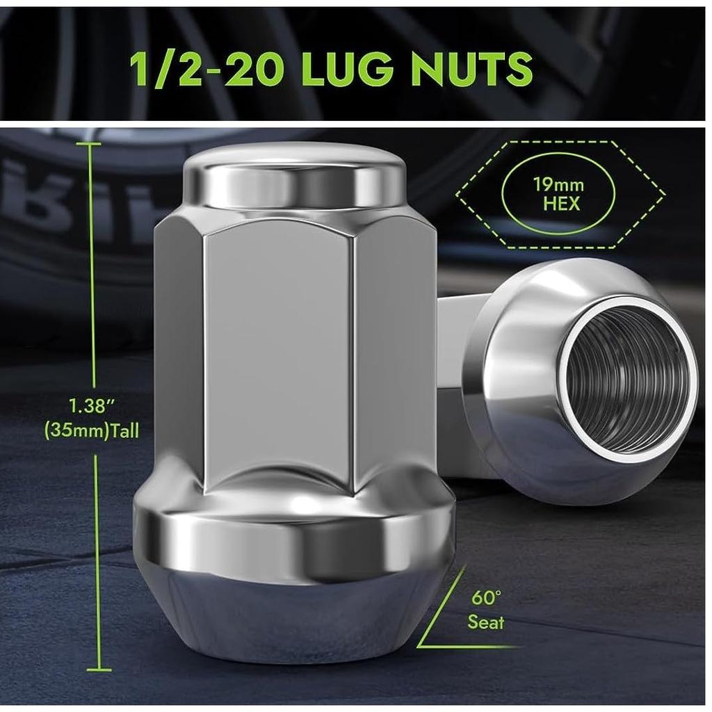 1/2-20 Lug Nuts for Jeep Wrangler 1987-2018 Wrangler JK 2002-2012 Liberty 1993-2010 Grand Cherokee 1996-2014 Ford Mustang Nut
