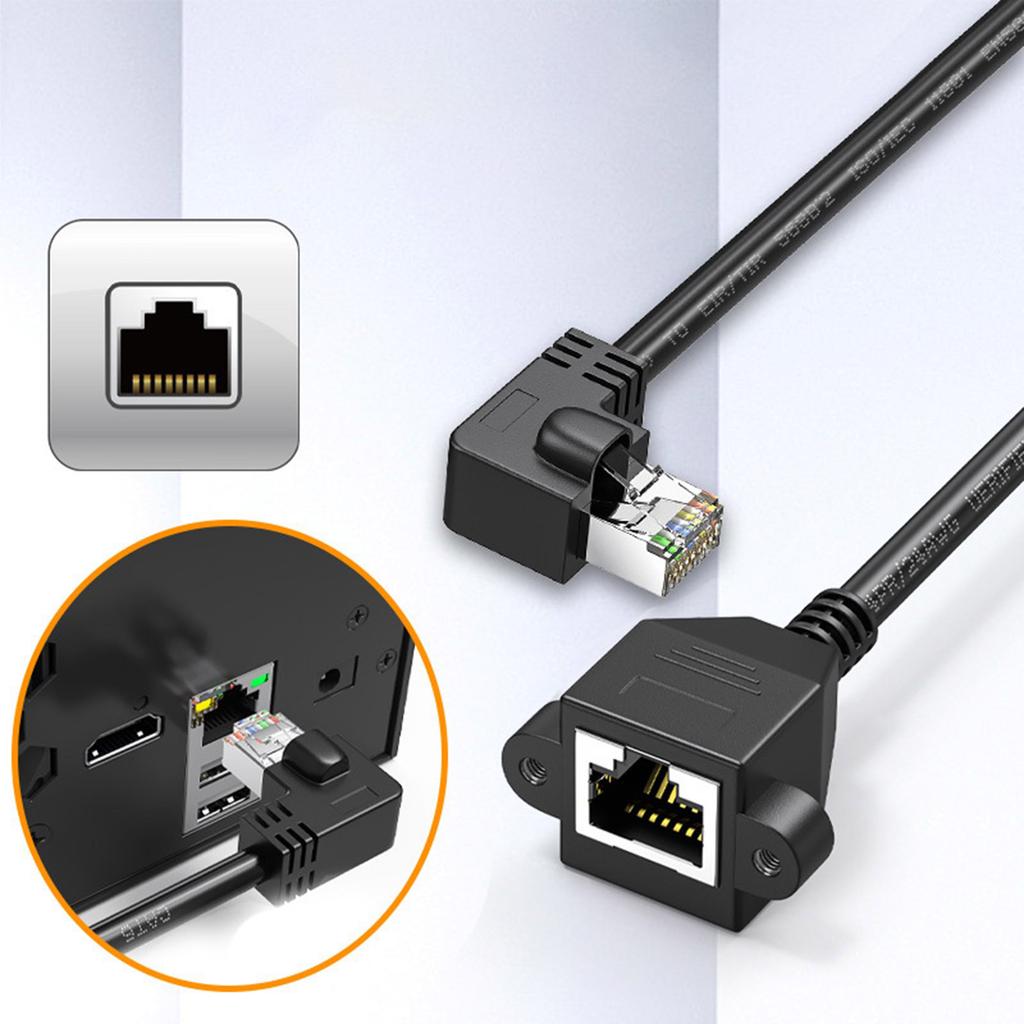 Cat6 Rj45 Extension Cable RJ45 Right Angle Adapter Shielded Connectors for Cat5e Cat5 Networks