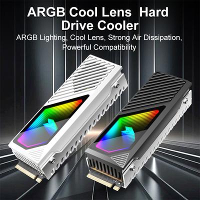 Радиатор для M.2 2280 SSD Радиатор из алюминиевого сплава для SSD 5 В 3-контактный ARGB Встроенный охлаждающий вентилятор Радиатор для жесткого диска Радиатор для M.2