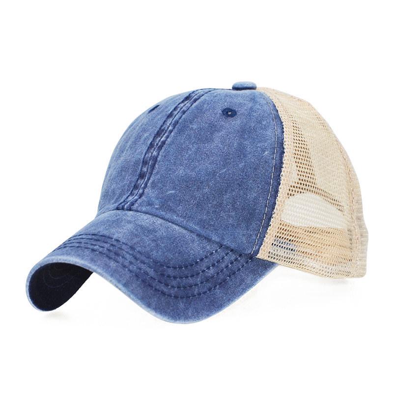 Кепка бейсбольная из старого хлопка однотонная, легкая, сетчатая, для мужчин и женщин, корейская версия, весна-лето