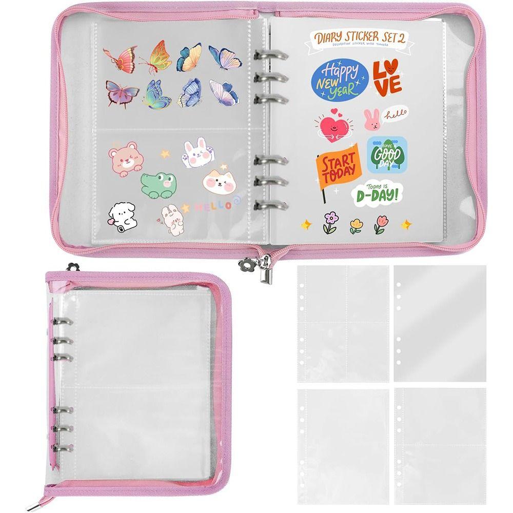 Reusable Transparent Photo Album Multi Pockets A5 Sticker Collect Book Diary