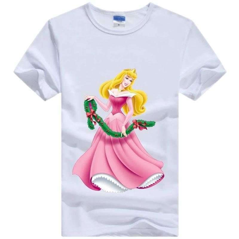 Милая женская блузка с мультяшными принцессами Диснея Kawaii Harajuku Ullzang Женские футболки Графическая футболка Модные топы Футболки для подруг