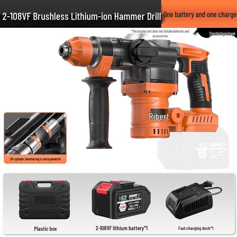Burkert Cordless Rotary Hammer Drill, Lithium-ion, Heavy-Duty Electric Demolition Hammer for Concrete, Dual-Use with Square Shank.