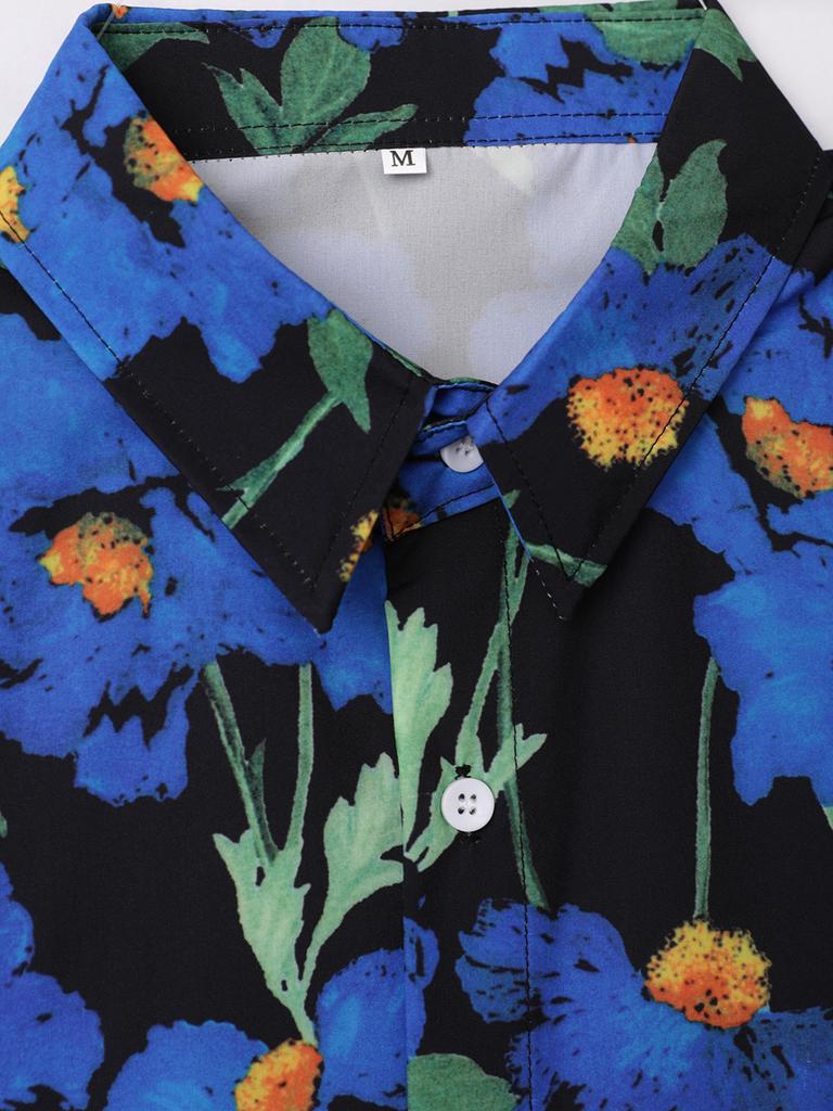 Негабаритные свободные короткие рукава с цветочным принтом, Гавайская пляжная летняя мужская рубашка, студенческие пары, модная повседневная мужская одежда