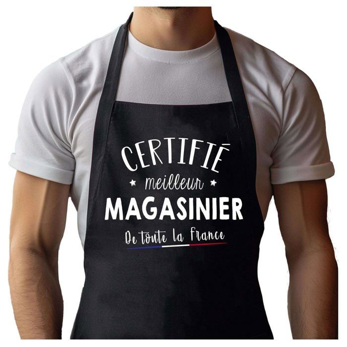 Planetee Tablier Noir Magasinier Certifié Meilleur de France| Vêtement Blouse de protection pour Cuisine Barbecue, Jardinage, Tâches