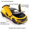 1:Модель спортивного автомобиля Camaro из сплава литья под давлением в масштабе 32, игрушка со звуком и светом, открывающиеся двери, игрушки полицейских машин для детей, подарки на день рождения