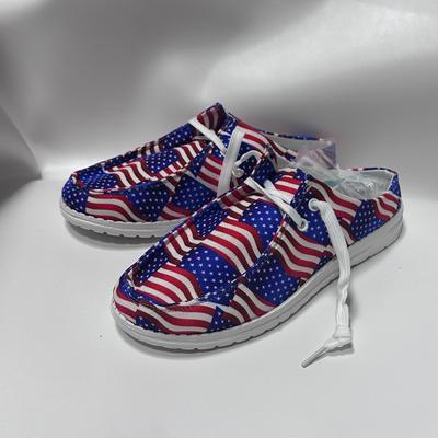 3D градиентный звездно-полосатый флаг Дуду обувь женская повседневная плоская полушлепанцы одинарная обувь