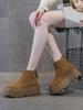 Женские зимние ботинки 2025 новые зимние на толстой подошве с внутренней платформой короткие ботинки популярные бархатные утепленные в иностранном стиле ботинки Мартина хлопковые туфли
