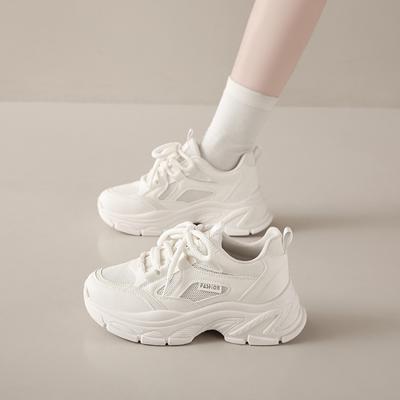 CRLAYDK 2024 Роскошные женские клиновидные массивные модные кроссовки для ходьбы на шнуровке, папины туфли на платформе, тренировочные повседневные женские спортивные теннисные