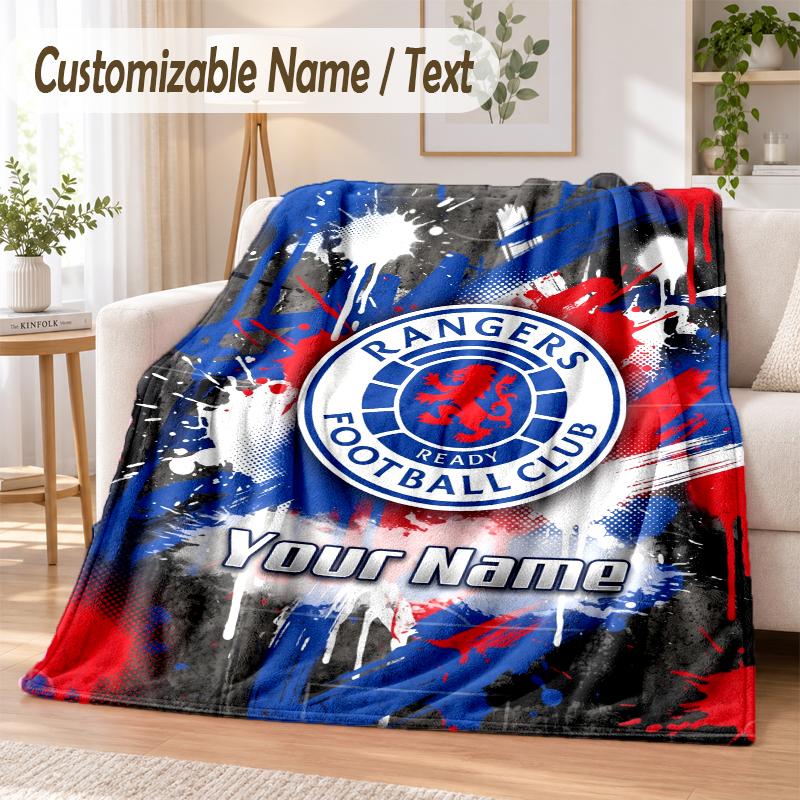 Фланелевое одеяло с индивидуальным текстом Принт Rangers FC Теплое уютное одеяло Домашнее постельное белье для дивана и кровати