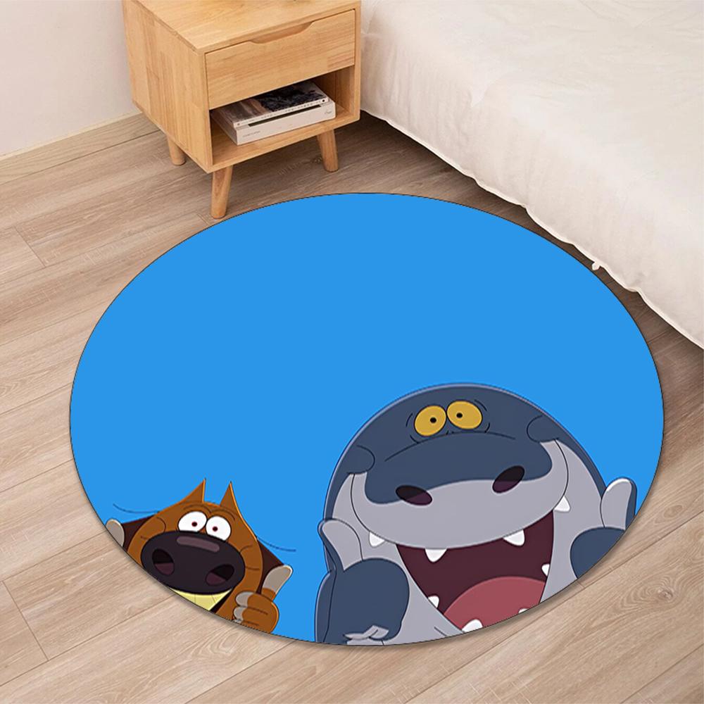 Zig & Sharko Printed Round Rug Carpet Chair Rug Area Rug Entryway Doormats,for Office Chair Living Room Bedroom Kitchen Room.