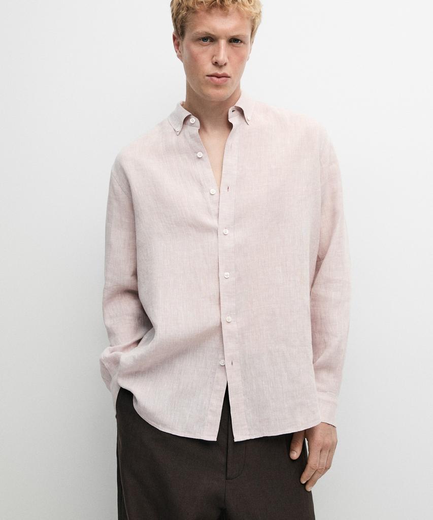 Рубашка Masimodutti 100% Лен Обычный крой