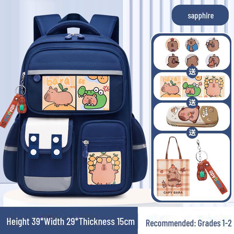 Рюкзак большой вместимости с капибарой для 1-6 классов - Милый и грязеотталкивающий дизайн для мальчиков и девочек