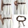 Bohemian Braided Cotton Rope Belt With Wooden Beads Adjustable Waist Cincher For Dresses And High Waist Pants