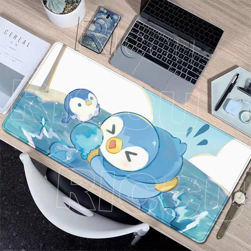 Large Mouse Pads XXL Anime P-pokemon Piplup Gaming Table Mats Kawaii Carpet Gamer Keyboard Non-slip Aesthetics Lockedge Desk Rug