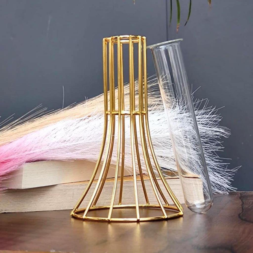 1 шт. Металлическая ваза для домашнего декора, гостиной, спальни, офиса, центральный элемент стола | Станция для размножения с металлическим каркасом, пробирками, стеклянными изделиями