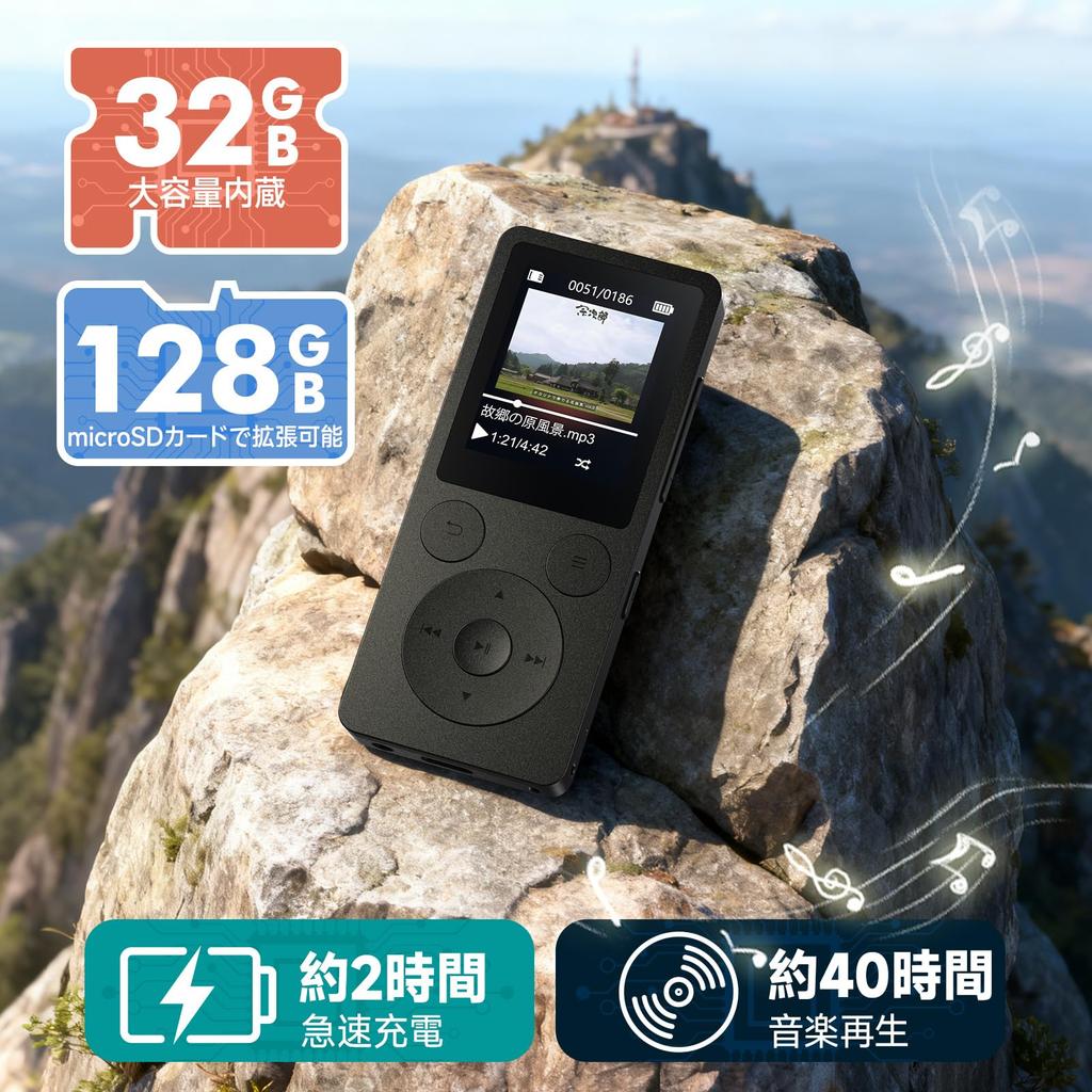 MP3 Player ODEJOI Bluetooth 5.3 Built-in Speaker 32GB Model