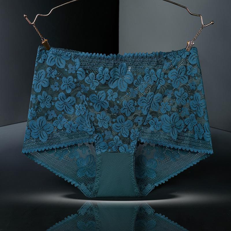 Бесшовные кружевные трусики с высокой талией для женщин, нижнее белье, сексуальные сетчатые дышащие трусы с цветочной вышивкой, большие размеры, нижнее белье