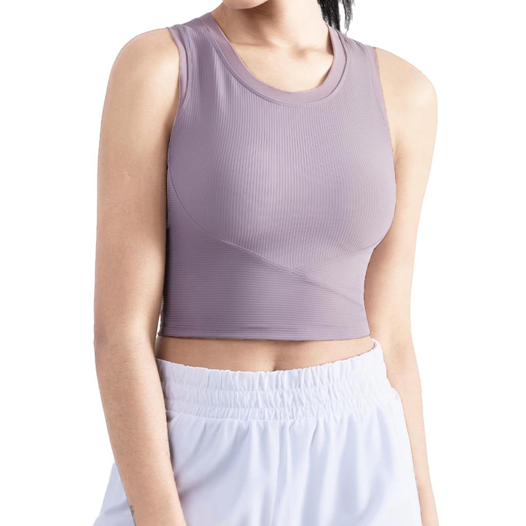 IRCOLVE Wireless Sports Bra with Stays and Yoga Tank Top Women's Cups, Put, Breathable, Anti-odor, Moisture-wicking, Quick-drying (Violet, L)