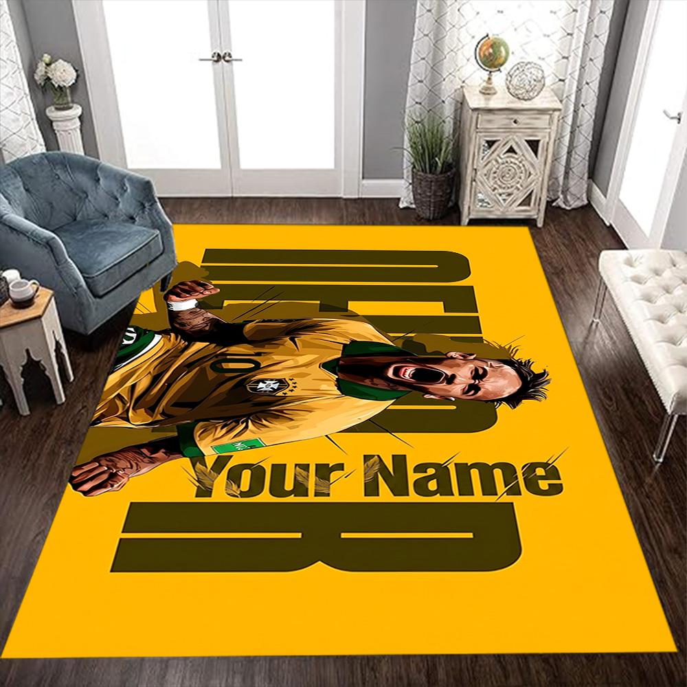 Neymar Energy Poster Personalized Name Floor Mat Design for Hallway Playrooms Dormitory Game Room Anti-slip Rug Decorate Offices Gift for Festivals