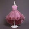 Cute Dress for Children Girl Mesh Flower Gown for Girls Trailing Baby Girl Birthday Dresses for 3-10 Years Old
