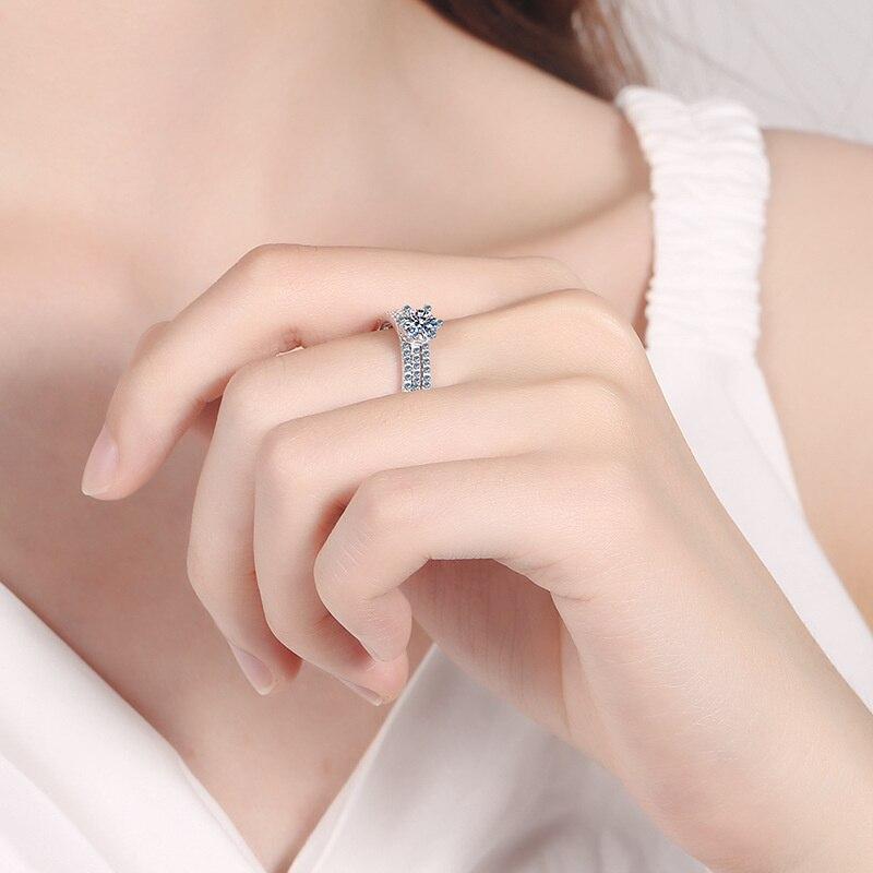 Bague Ringen Кольцо Eternity D Цвет Муассанит Стерлинговое Серебро с Платиновым Покрытием Обручальное Кольцо Муассанит Обручальное Кольцо