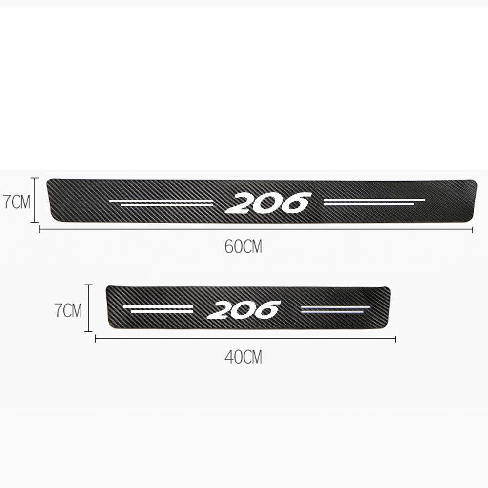 Автомобильная наклейка из углеродного волокна, декоративная полоса, порог автомобиля для Peugeot 206 Auto