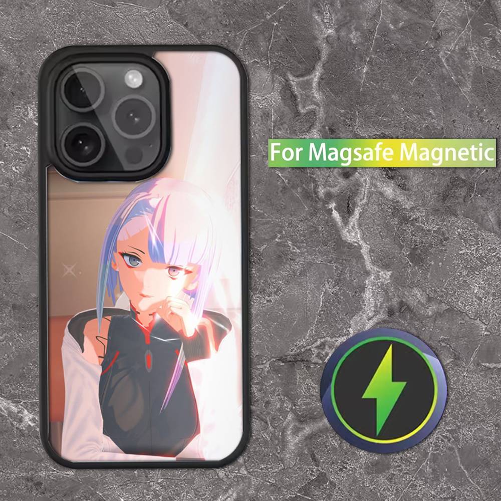 Чехол для телефона E-Edgerunners Cyberpunks для iPhone 16,15,14,13,12,11,Pro,Max,Plus,Mini,SE Магнитная беспроводная зарядка MagSafe