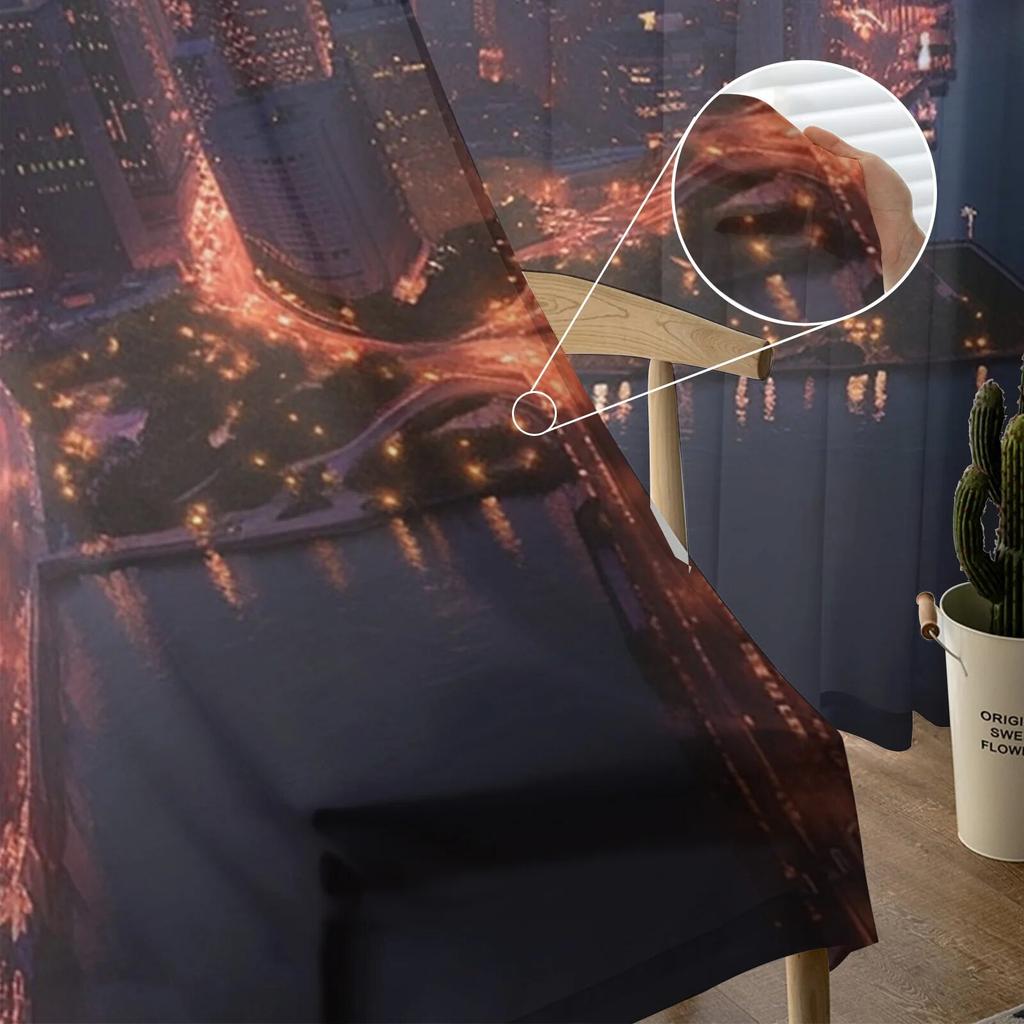 Городская улица небо градиент высокое здание прозрачные шторы для гостиной спальни тюлевая занавеска для кухни вуаль штора