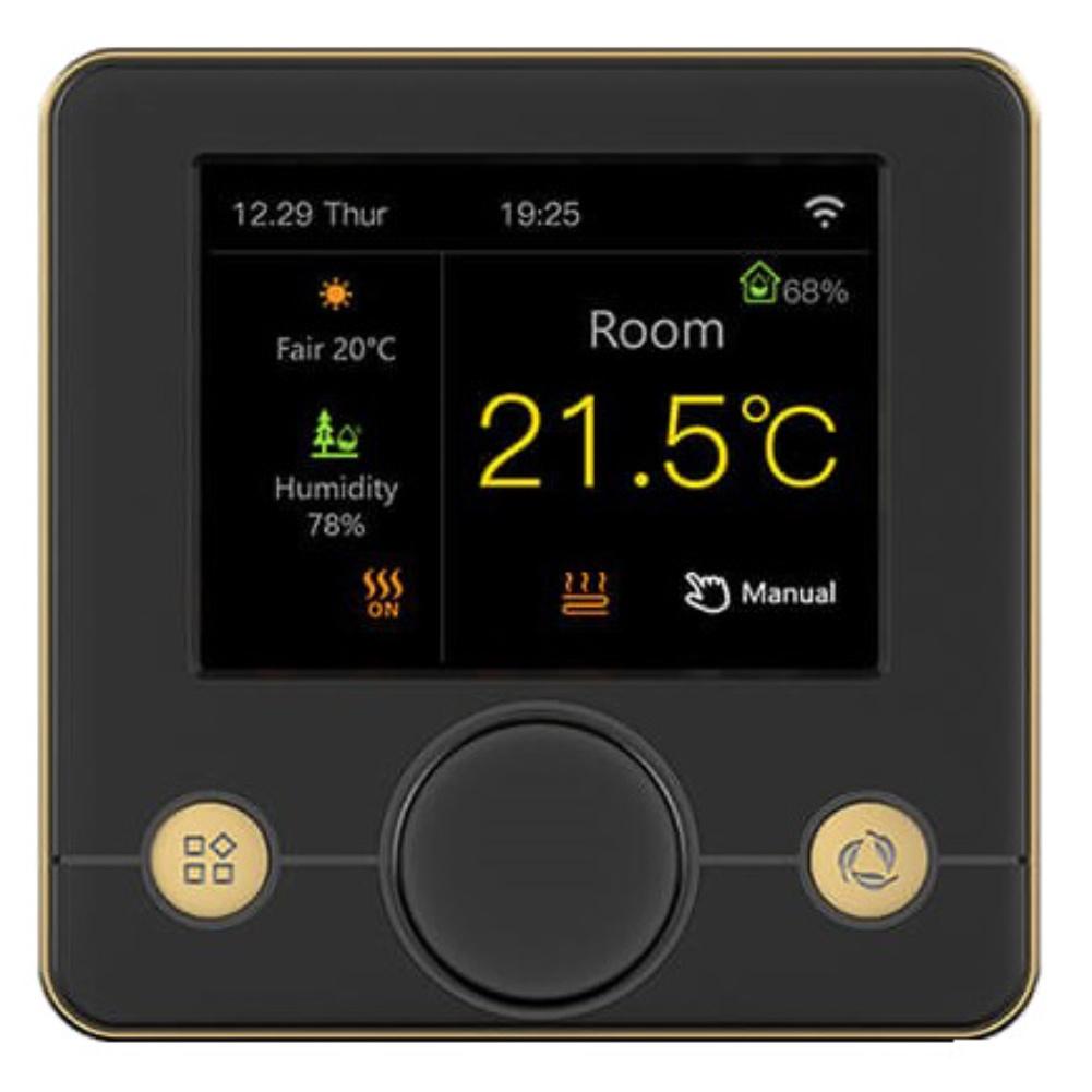 Умный WiFi-термостат Цветной ЖК-дисплей Для Alexa= Совместим с Home Совместим с электрическим напольным отоплением Совместим с Alexa= и Google Home В черном цвете