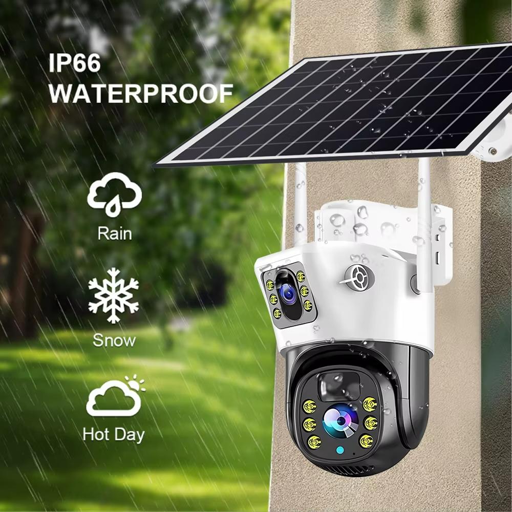 LS VISION 8MP Solar Camera 4G Wireless WiFi Dual Lens CCTV 4K Dual Screen Security Protection Human Detection PTZ Waterproof Outdoors Cam