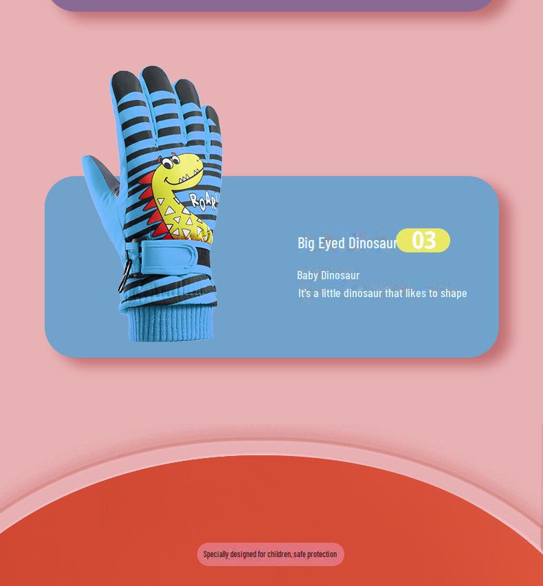 Kids' Winter Touch Screen Ski Gloves - Non-Slip, Windproof, Warm, Five-Finger Design with Velvet Lining