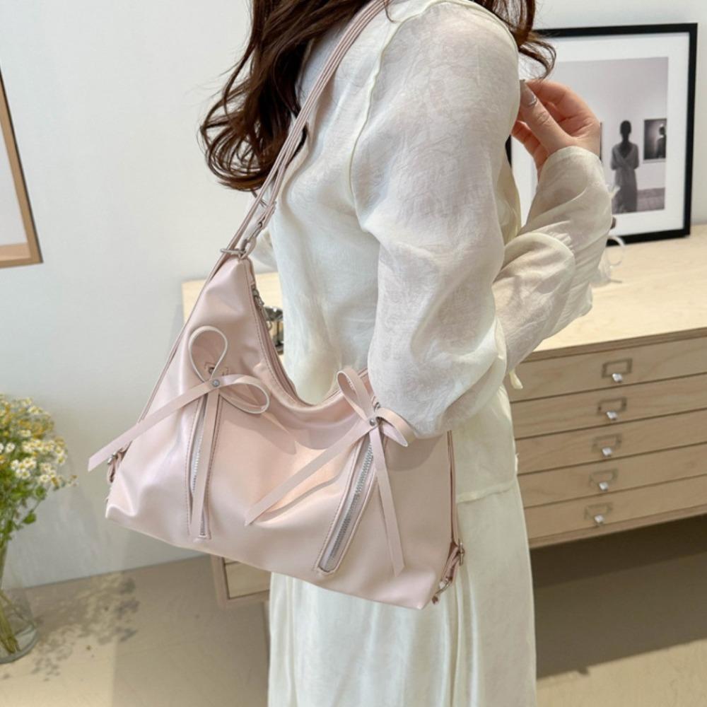 Zipper Bowknot Shoulder Bag Y2K Bow Crossbody Bag All-match Bow Tote Bag Outdoor