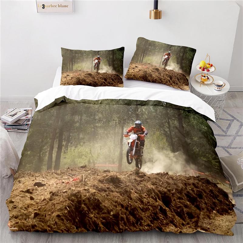 Stunt Off-road Motorcycle 3d Printed Bedding Set Duvet Cover Set with Pillowcase Twin Full Queen King Size Bedclothes Bed Linen
