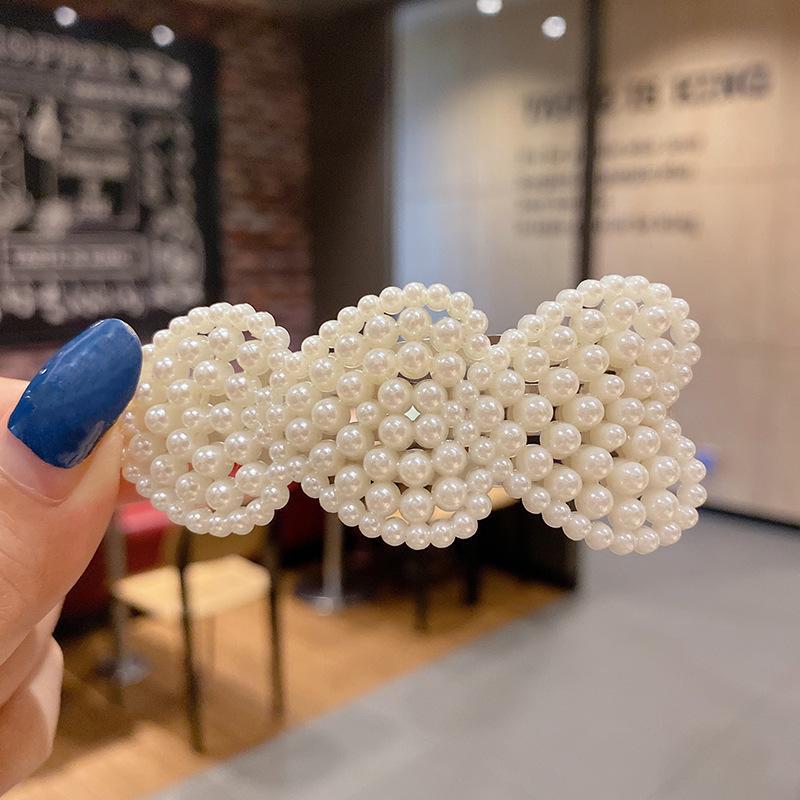 Корейская шпилька для волос со стразами и жемчугом для женщин: Элегантная боковая заколка для челки