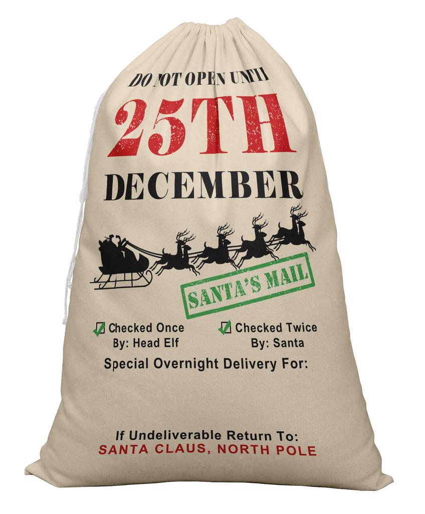 Printtoo Большая холщовая сумка на шнурке, рождественские мешки, подарочный мешок Санты, индивидуальный подарок на вечеринку, 2 шт., 27x20 дюймов