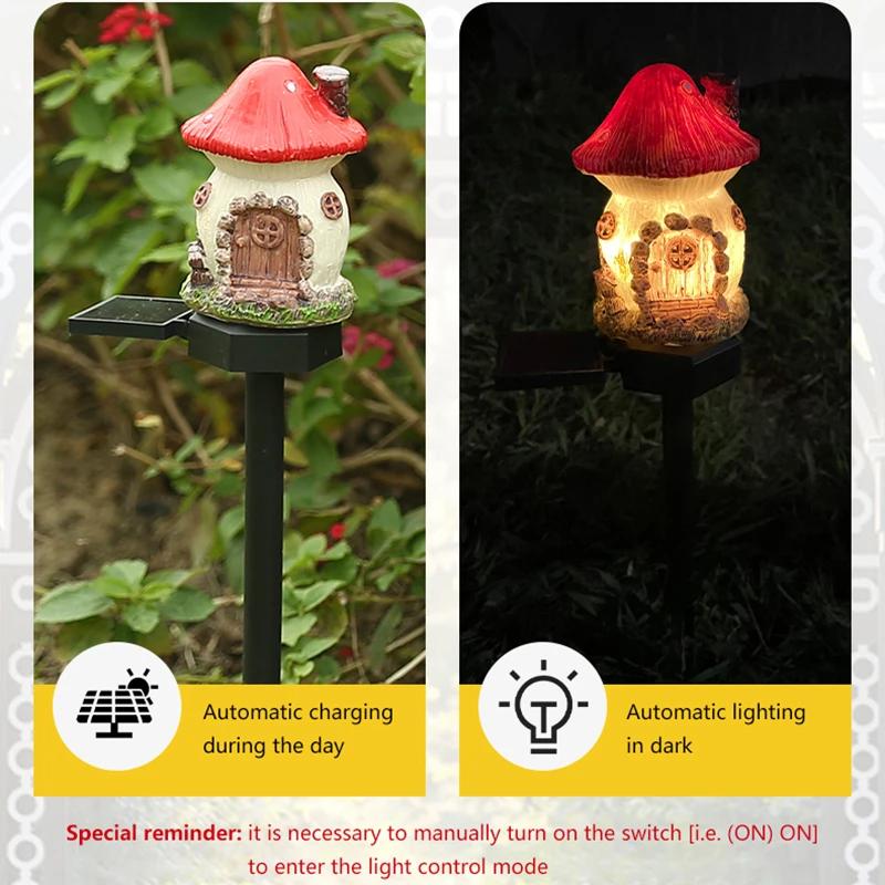 Светодиодный солнечный газонный светильник Multi Craft Miniature Fairy House, работающий на солнечной энергии, уличный декор, светодиодный садовый светильник из смолы для коттеджа, рождественская лампа