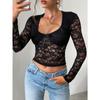 Женские топы весна-лето новая сексуальная ветровая рубашка тонкая ажурная футболка с длинными рукавами кружевная рубашка блузка