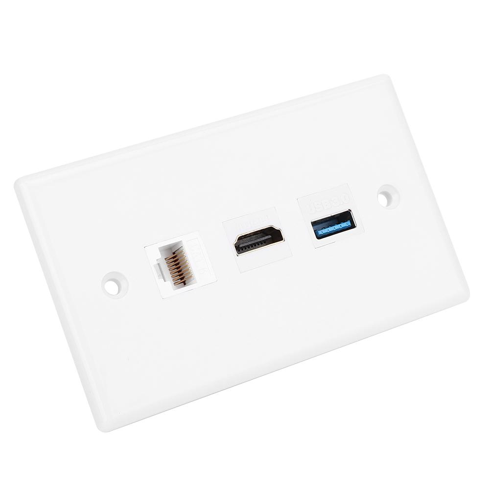 Бытовая панель интерфейса CAT6 HDMI USB3.0 с зажимом на настенной пластине, стандарт США